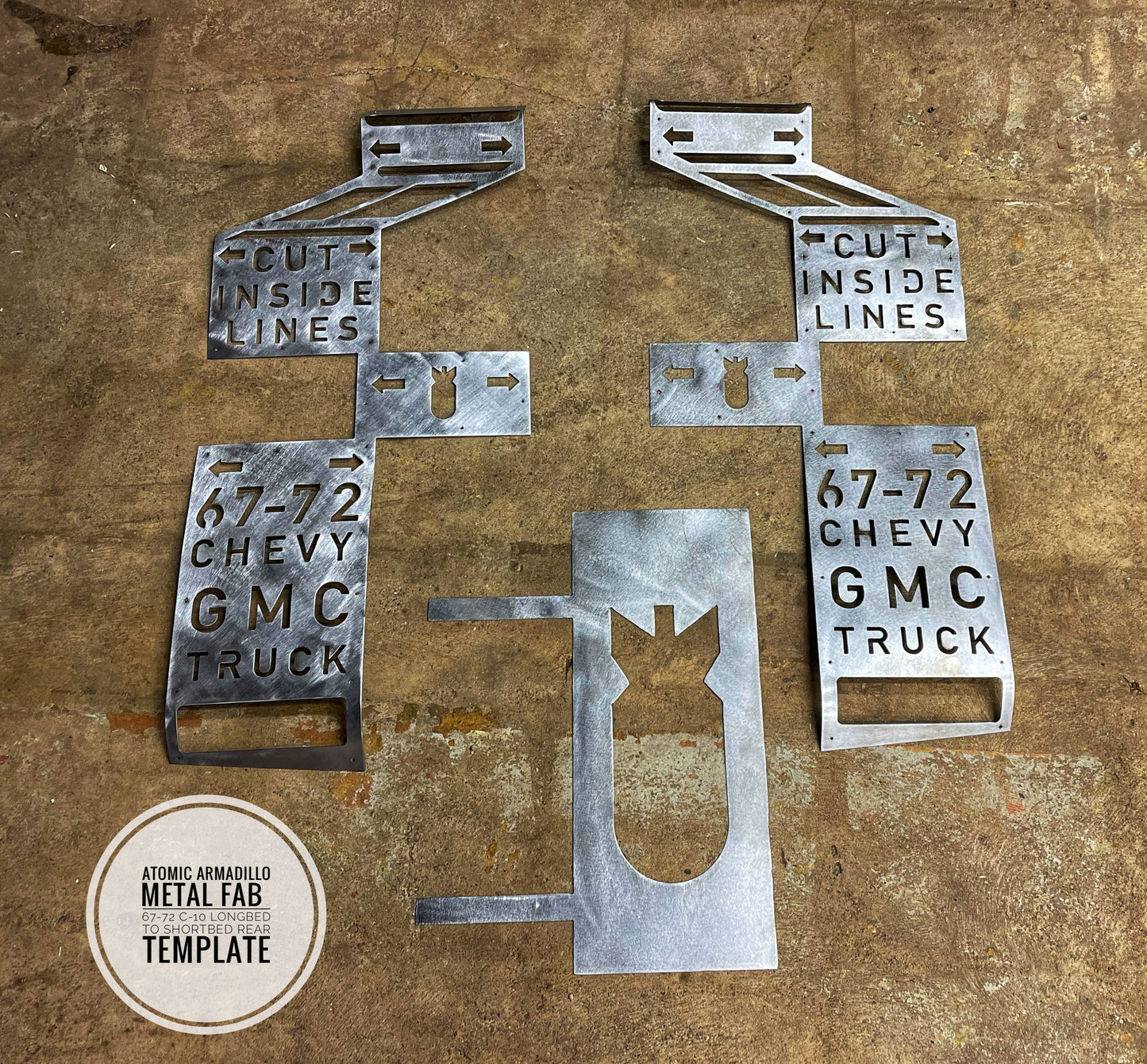 1967 -1972 C-10 long bed to short bed rear of bed only conversion template