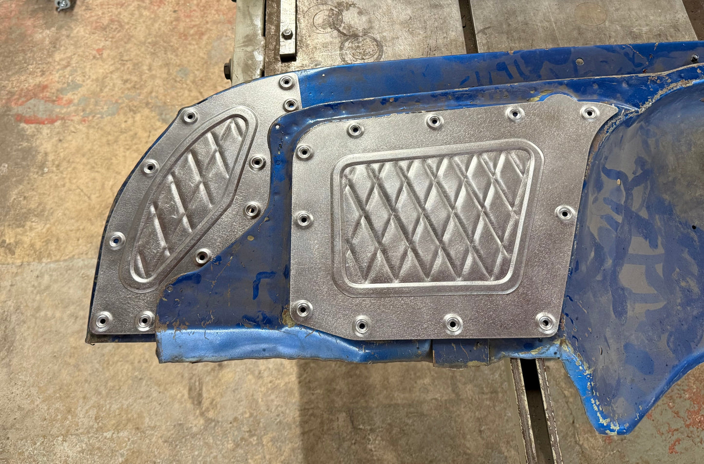 1967-1972 chevy truck bolt on pleated heater hole cover panel