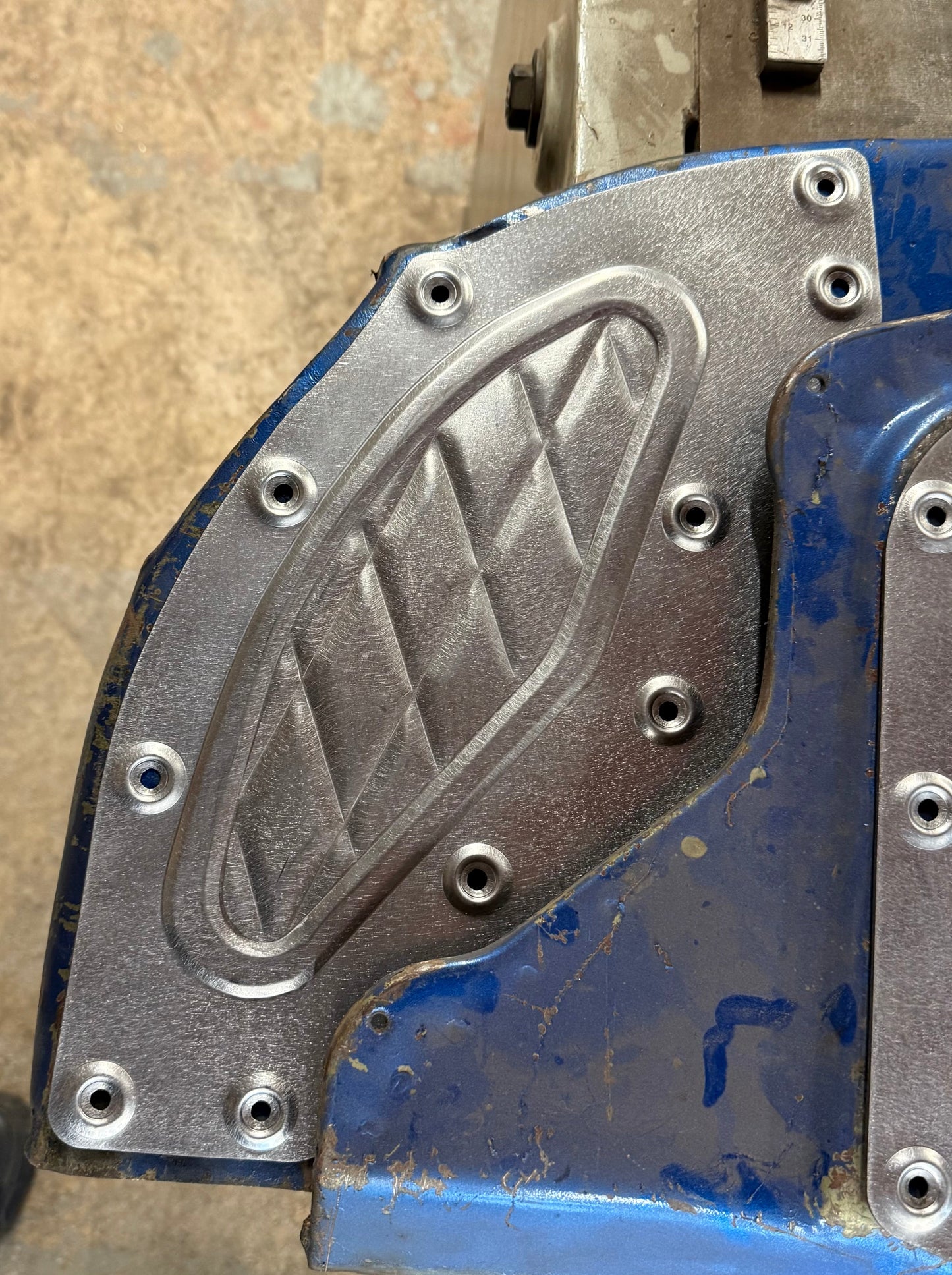 1967-1972 chevy truck bolt on pleated heater hole cover panel