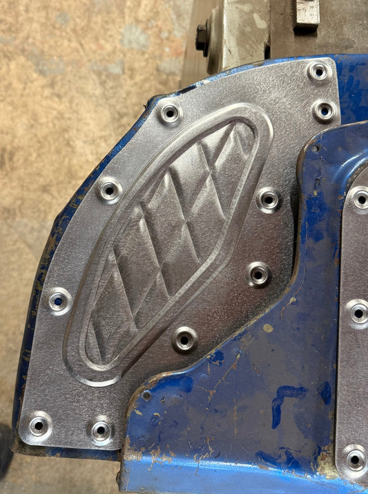 1967-1972 chevy truck bolt on pleated heater hole cover panel