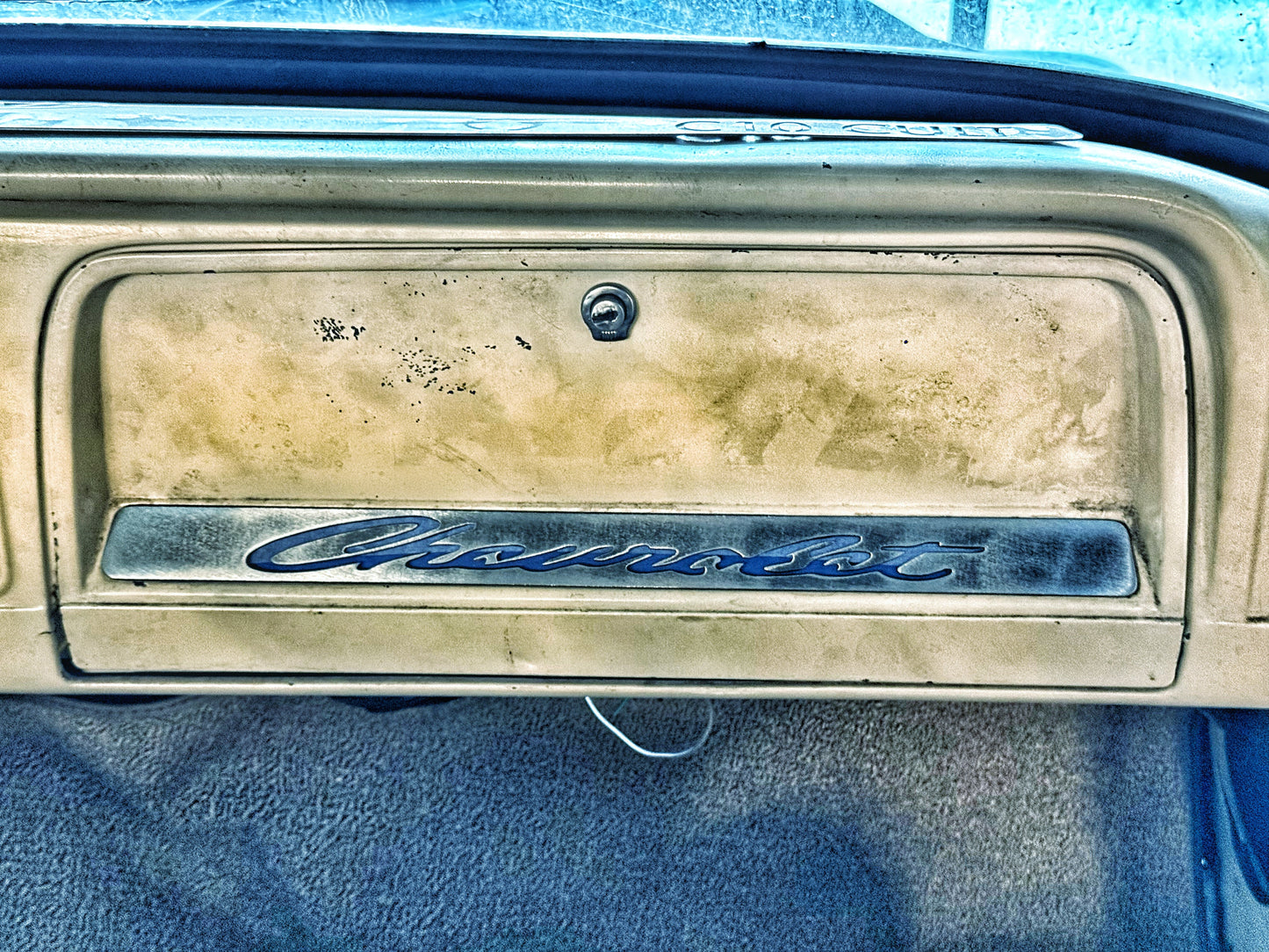 1964-1966 Chevy C-10 glovebox insert Chevrolet script