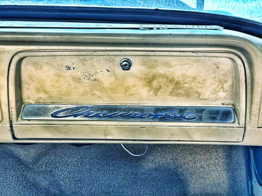 1964-1966 Chevy C-10 glovebox insert Chevrolet script
